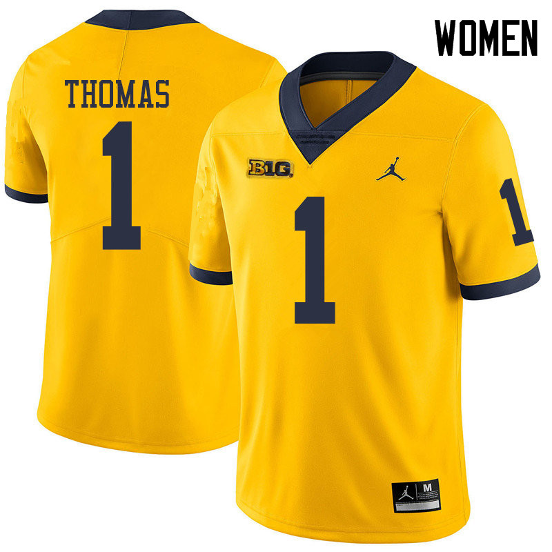 Jordan Brand Women #1 Ambry Thomas Michigan Wolverines College Football Jerseys Sale-Yellow